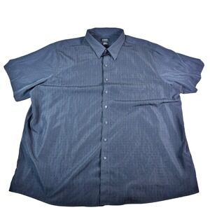 Harbor Bay Mens 3XL Navy Blue Grid Texture Short Sleeve Button Up Shirt HB